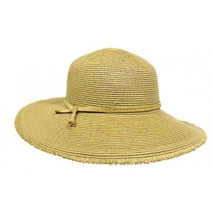 Wide Brim Braded Paper Straw Hat w/ Frill - Natural - HT-ST255NT